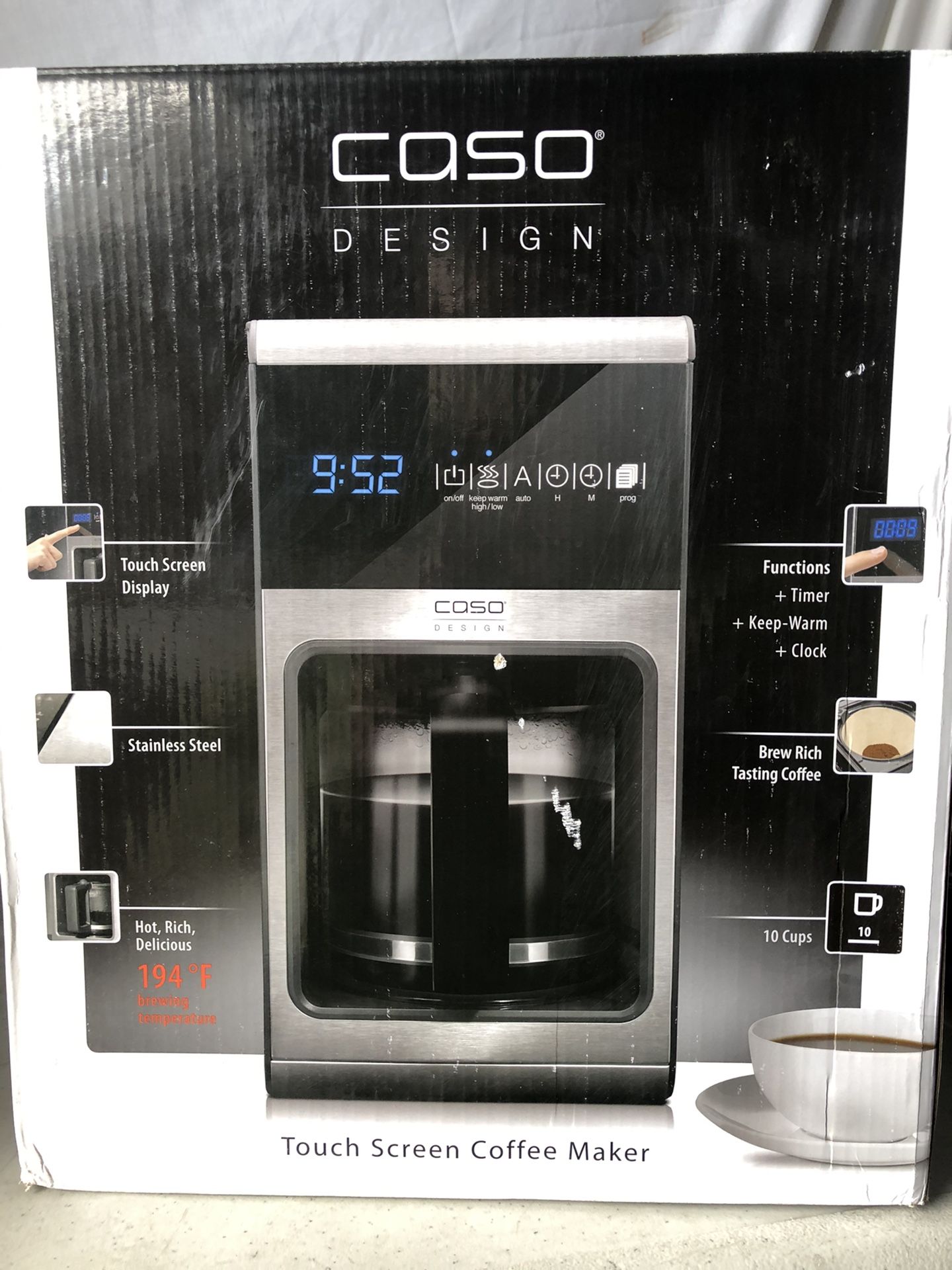PRICE IS FIRM BRAND NEW NEVER USED IN ORIGINAL BOX Caso Coffee One 10-Cup 1100 Brewing System  Retail price at the stores $99.  MY PRICE: $60  You are