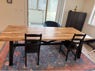 SKOGSTA IKEA Acacia / Black Dining Table – 92 1/2” x 39 3/8” – open box