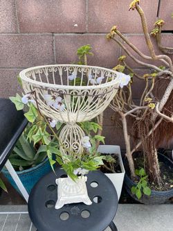 White Cast Iron Decorative Urn Planter