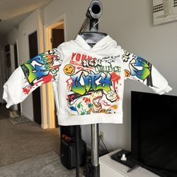 SHEIN Infant Casual Street Style Breathable Comfortable Graffiti Dinosaur Printed Hoodie