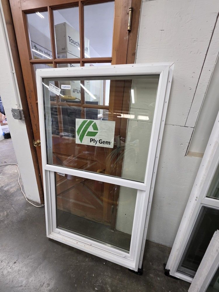 Vinyl White Tempered Sliding Window 35 1/2" Wide X 59 1/2" High
