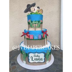 Mexican Themed Diaper Cake For A Boy Great For Baby Shower Decor Or Gift 