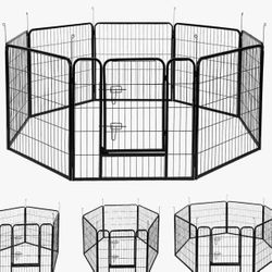 32'' 8 Panel Foldable Metal Pet Fence Barrier 