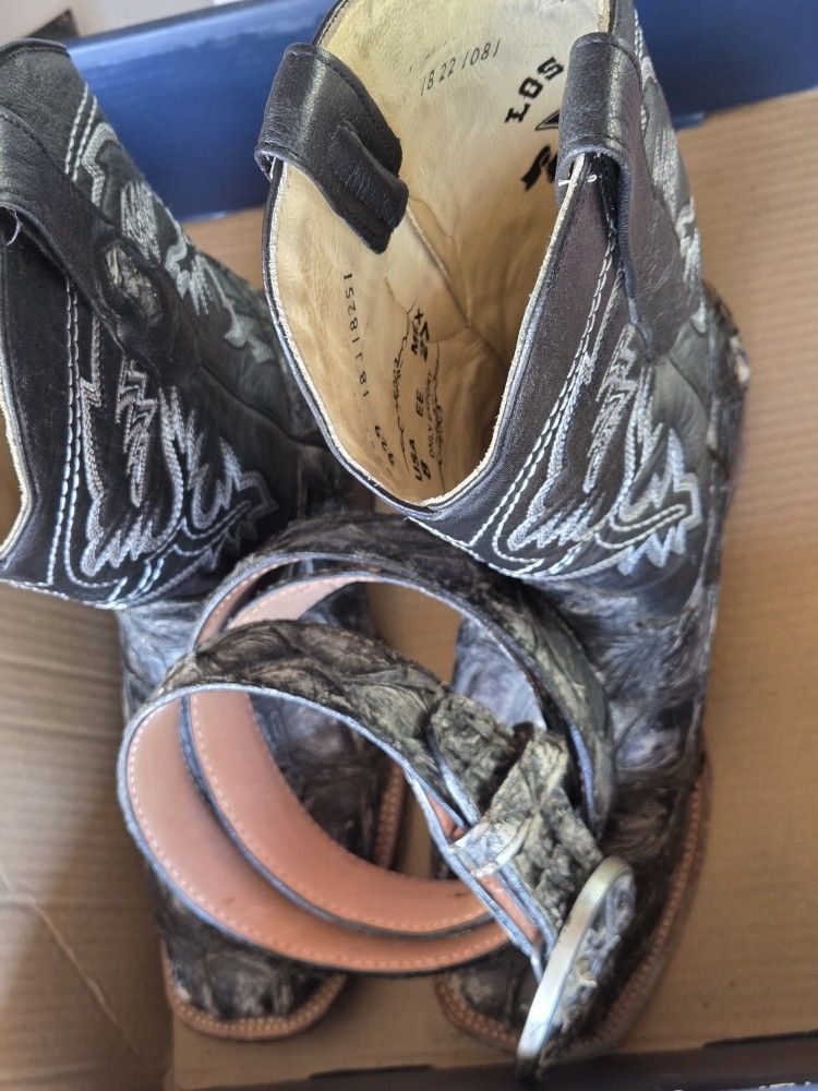 Los Altos Piracuru Boots Black/ Matching Belt