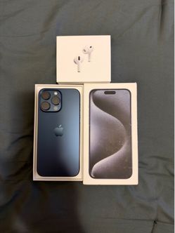 Like new / Excellent iPhone 15 Pro Max + New / Sealed AirPods Pro 3 bundle -
