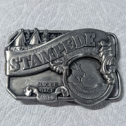 MAGNIFICENT VTG RARE OMAK STAMPEDE 1984 SUICIDE RACE  LIMITED EDITION #13  BELT BUCKLE