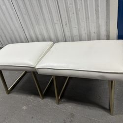 White Faux Leather Vanity Stool