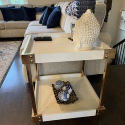 White and Gold Coffee Table With Two End Tables