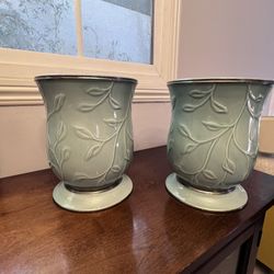 Teal & Silver Strip Planter 