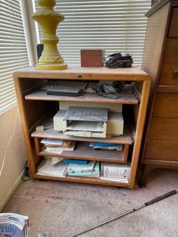 Vintage Oak Computer Desk Cart