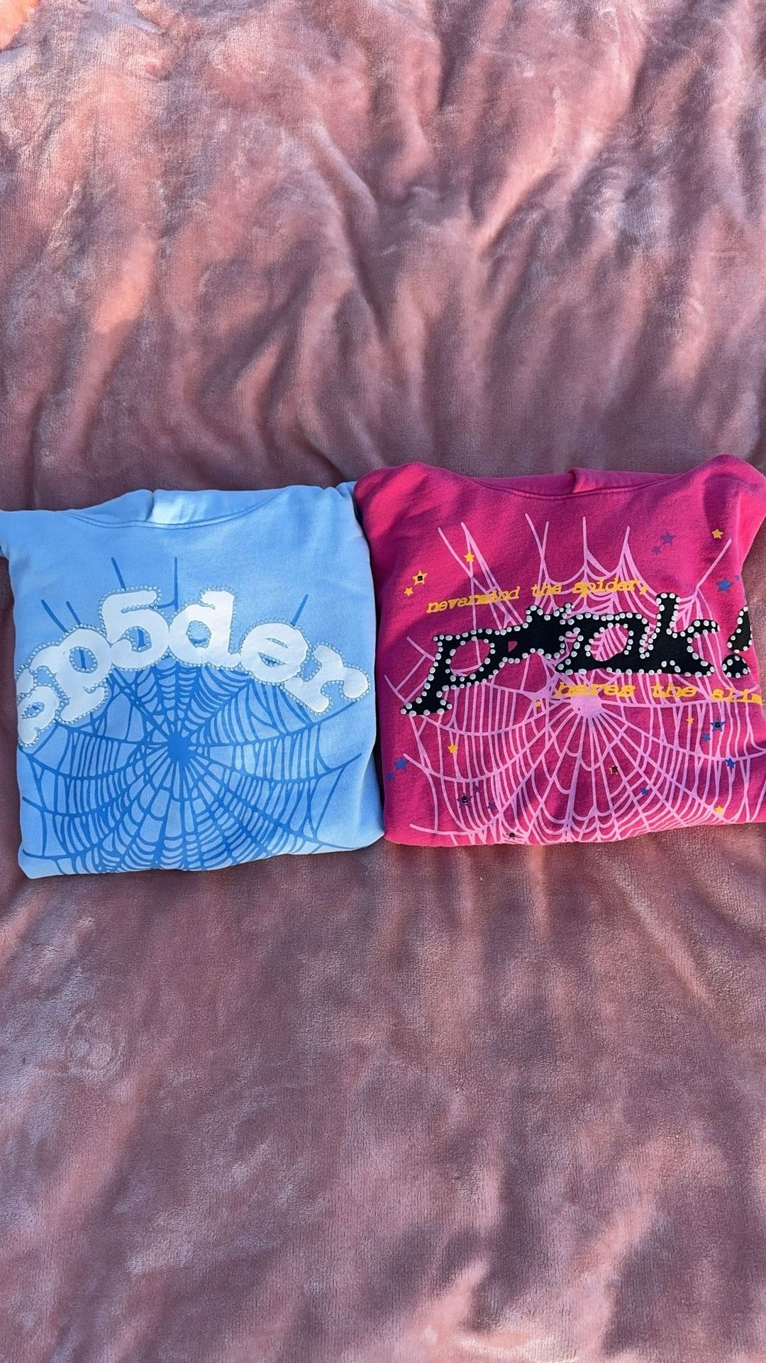 Blue And Pink Spider Hoodie Both Size m