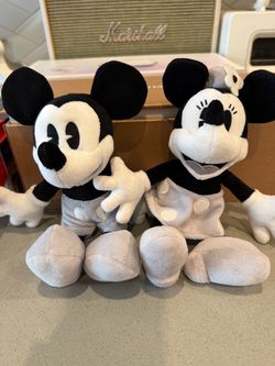 Disney Parks Mickey & Minnie Black & White Plush Pair