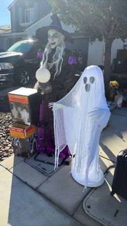 Halloween witch and ghost
