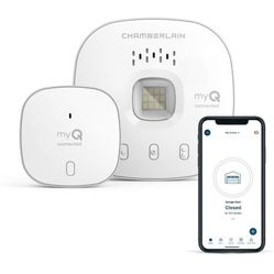 MyQ CHAMBERLAIN Smart Garage Control - Wireless Garage Hub and Sensor with Wifi & Bluetooth - Smartphone Controlled, myQ-G0401-ES, White