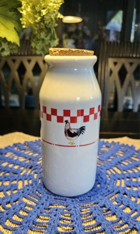Vintage Rooster Ceramic Milk Bottle Country Kitchen Rooster