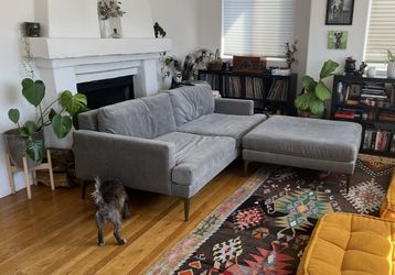 West elm Andes love seat couch w ottoman