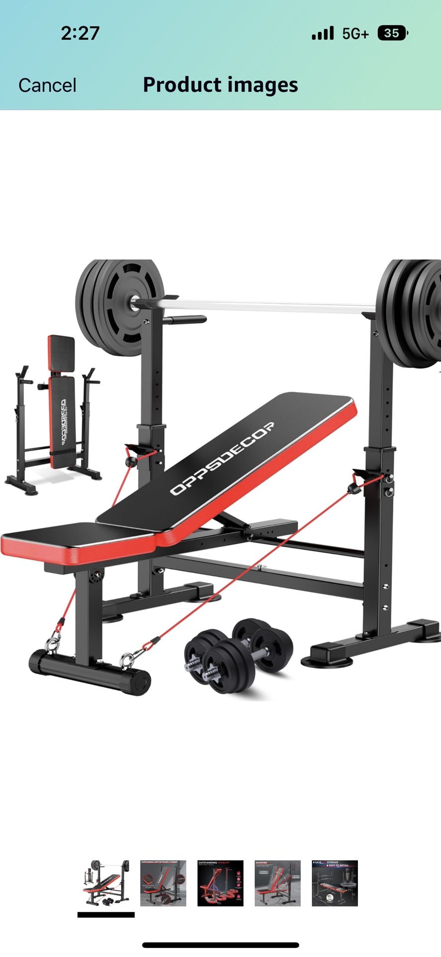 OPPSDECOR 600lbs 6 in 1 Weight Bench Set with Squat Rack Adjustable Workout Bench with Leg Developer Preacher Curl Rack Fitness Strength Training