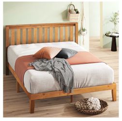 Solid wood platform bed frame with headboard(FULL)