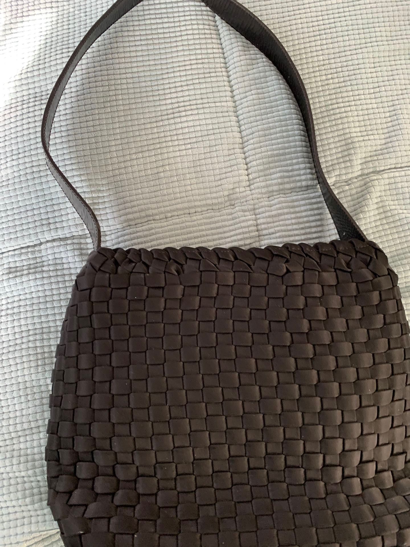 Womens Black Basketweave Handbag