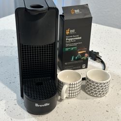 Nespresso Espresso Essenza Mini Black Breville With Cups