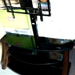 Tv Stand 42”-48” (3) Glass Shelves Metal Tv Mount/Stand Read Description!