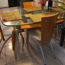 5 Pc Kitchen/Dining Glass Table Set With Chairs 