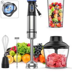Ganiza Immersion Blender 5 in 1 Hand Blender Max 1000W Heavy Duty Motor, 16 Speed Mode Handheld Blender Stainless Steel Blade With 800ml Mixing Beaker