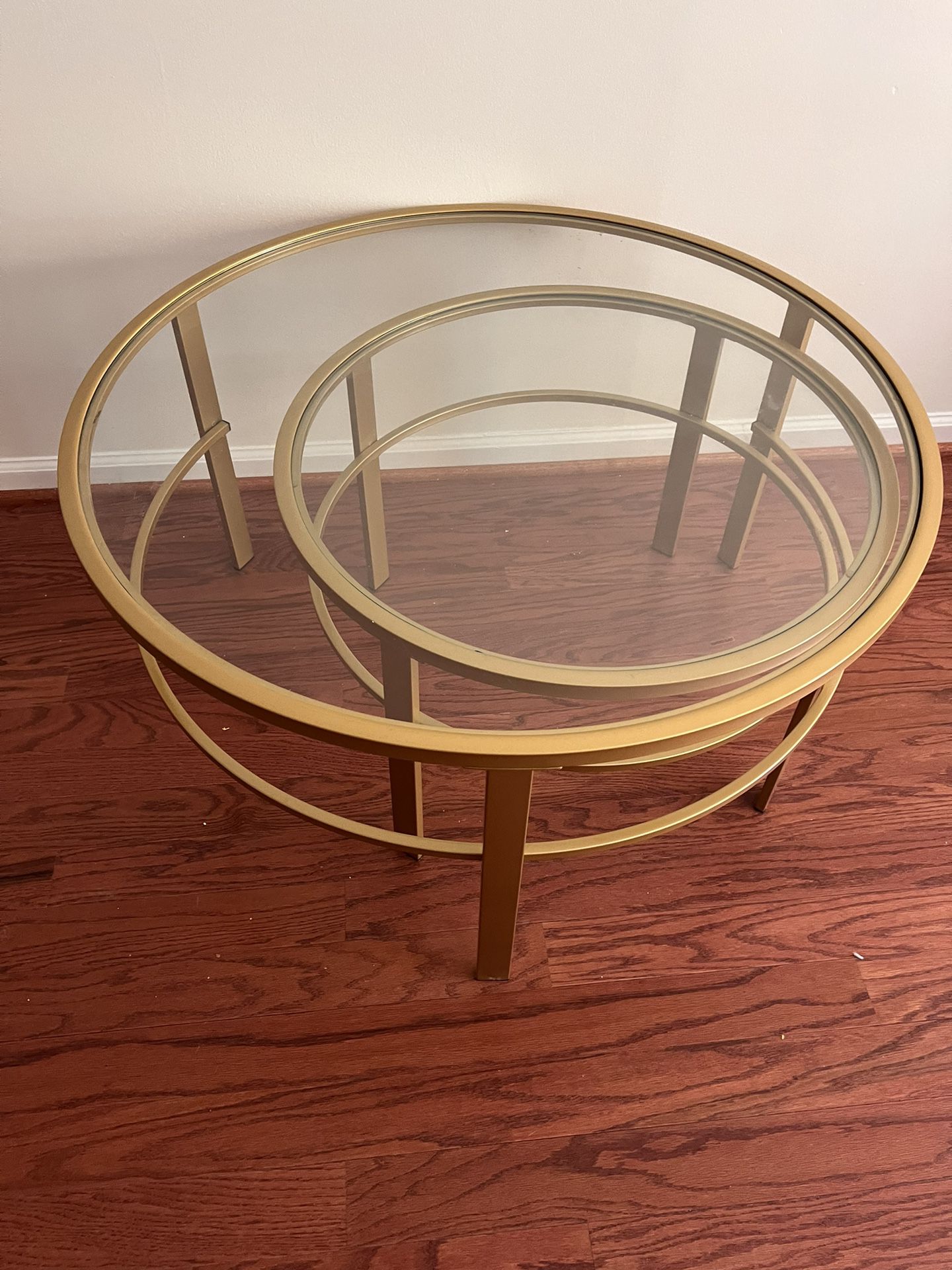 Gold Metal And Glass Coffee Table (Nesting)