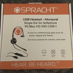 New Spracht Noise Canceling Mono On-Ear Computer Headset, Black (HS-WD-USB-1) 