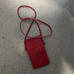Red Phone/ Wallet Over The Shoulder Purse With Button