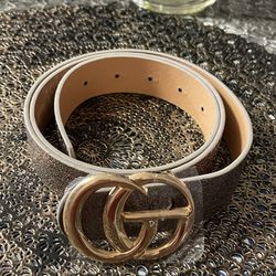Women Bronze Textured Faux Leather Belt Gold Buckle Adjustable Size M L New
