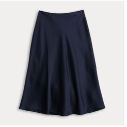 NEW Nine West Luke Satin Midi Skirt Black Side Zipper Size XS