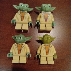 Lego Star Wars Minifigures Lot: Yoda Clone Wars White And Grey Hair, Olive Green