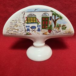 5 Inch Handmade In Greece Ceramic Greek White Pottery Greek Design Napkin Holder Imported Greece (2 available)
