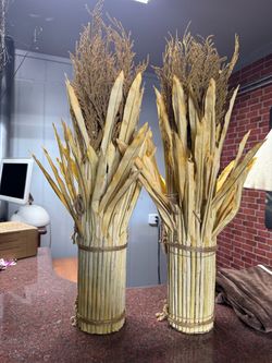Pair of decorative dried grass bundle