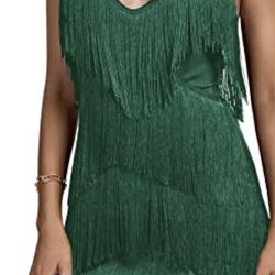 Green Dress Fringe Medium