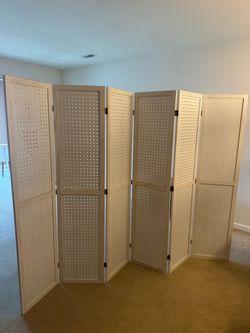 6-Panel Wood Room Divider Privacy Screen
