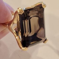 Smoky Quartz Emerald Cut Statement Ring