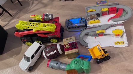 Toy Bundle – Hot Wheels Service Station, Fire Truck, Electronic Piggy Bank & More