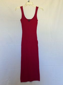 Red Ribbed Knit Sleeveless Maxi Dress