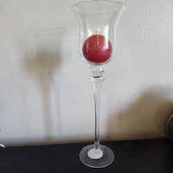 New Tall Glass Candle Holder With Candle 