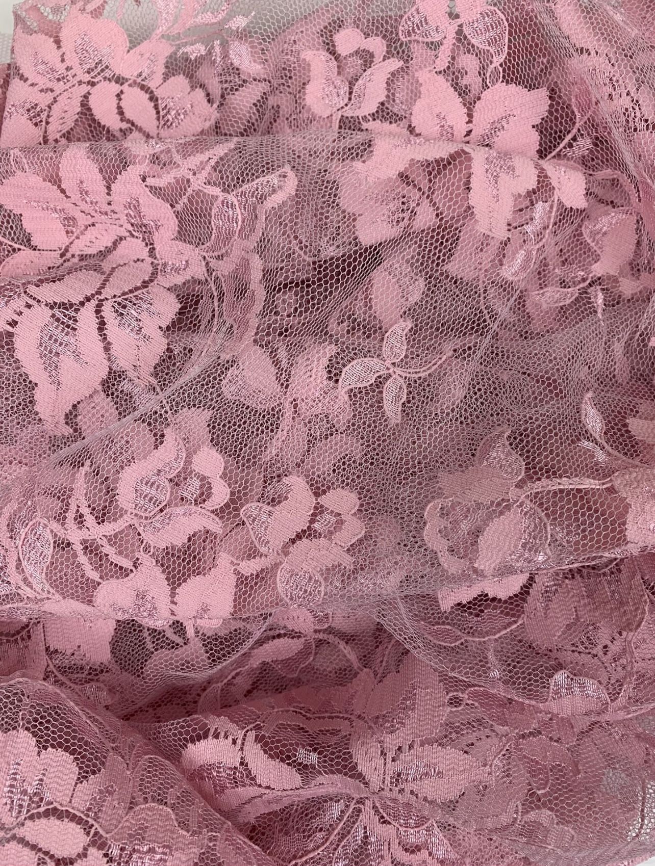Pink Floral Lace Fabric