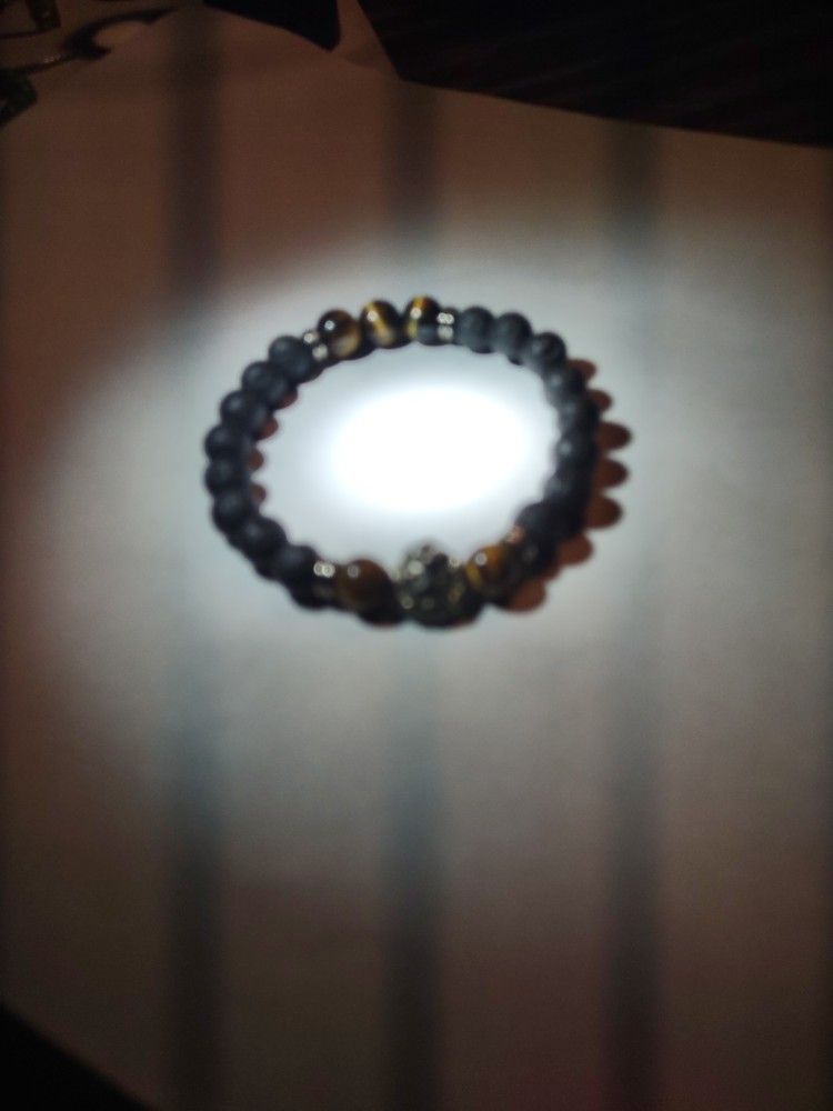 Tiger Eye Beads And Black Lava Beads Indian Strong Vibes Protection 
