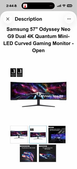 Samsung 57" Odyssey Neo G9 Dual 4K UHD Quantum Mini-LED Curved Gaming Monitor Product Description Boost your game with Samsung's 57" Neo G9 Curved Gam
