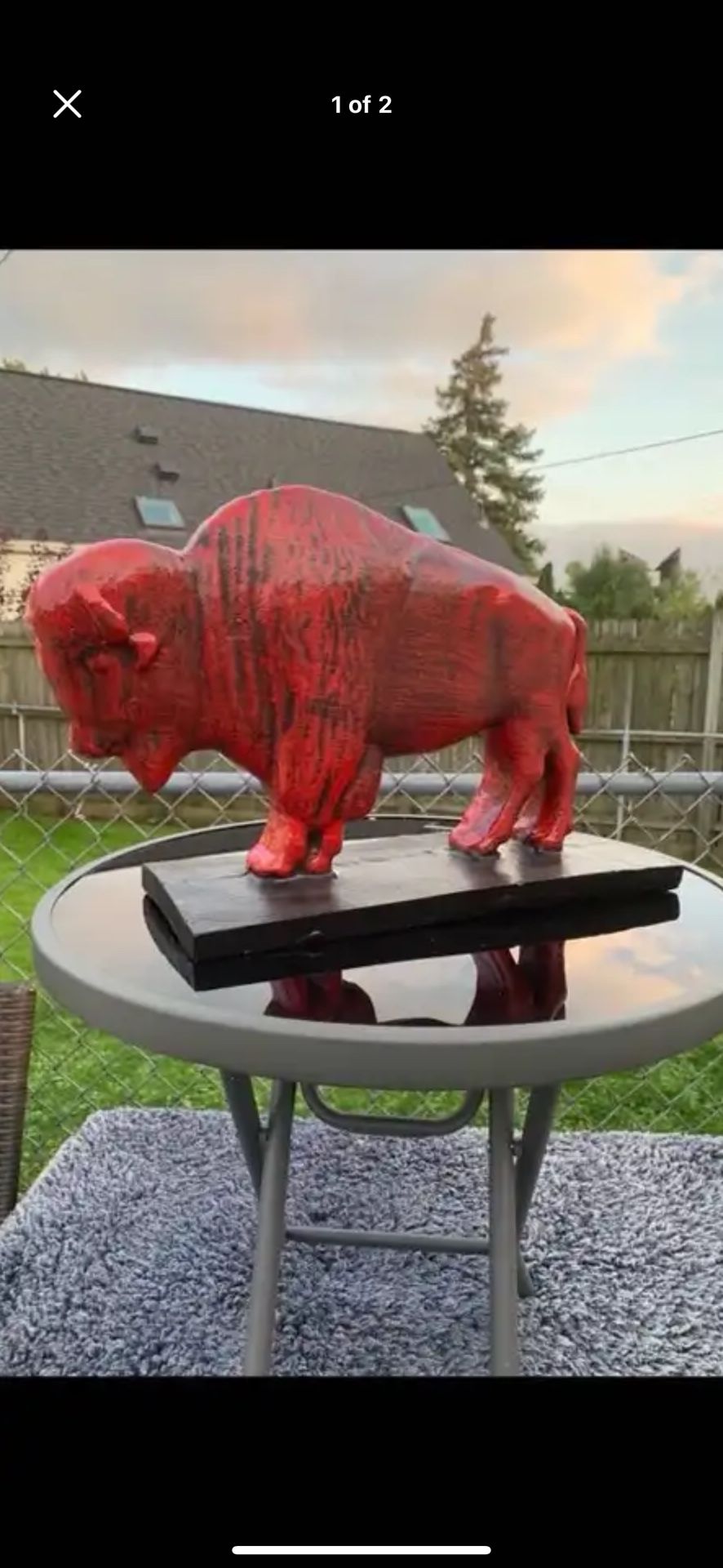 The Red Buffalo Statue