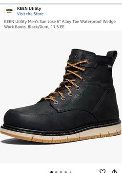 KEEN Utility Men's San Jose 6" Alloy Toe Waterproof Wedge Work Boots, Black/Gum, 11.5 EE