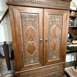 Wood Carved TV Armoire