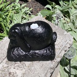 Concrete Black Bunny Statue