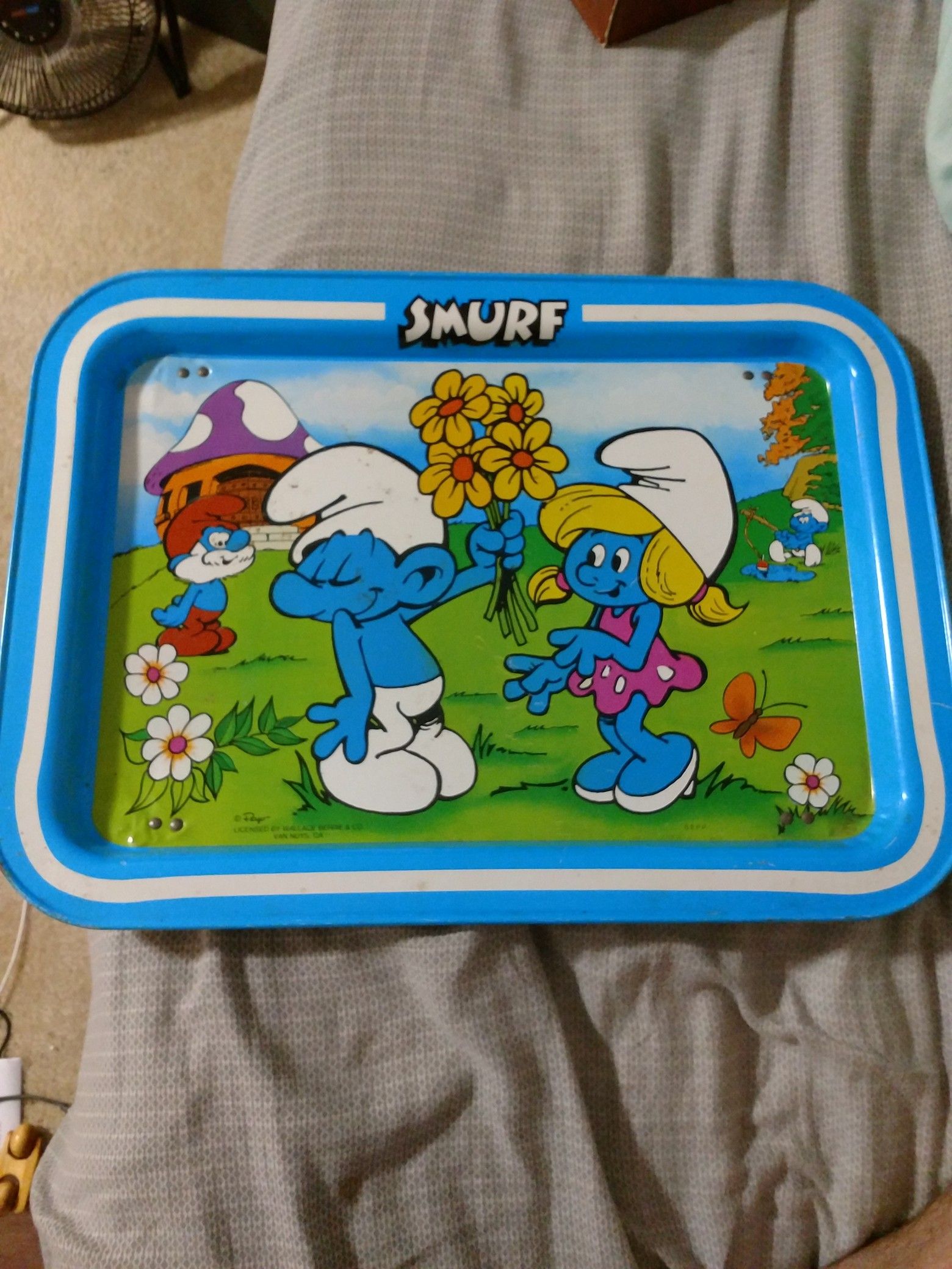 Vintage Smurf TV tray