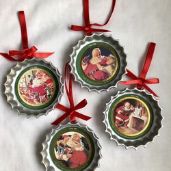 Set of 4 Vintage Coca-Cola Ornaments from the Trim A Tree Collection